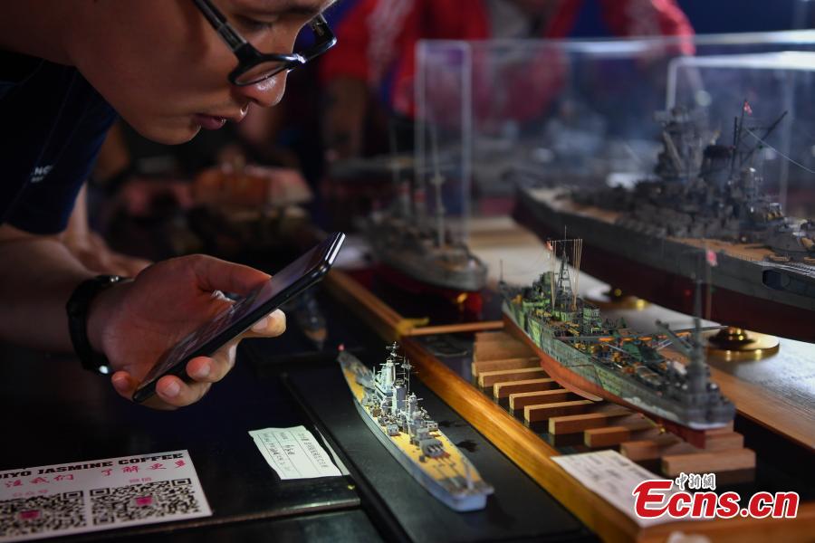 <?php echo strip_tags(addslashes(Model ships are on show at an event in Kunming City, Southwest China’s Yunnan Province, Aug. 25, 2018. Judges were invited score the models, which were replicas of various vessels, including warships. (Photo: China News Service/Liu Ranyang))) ?>