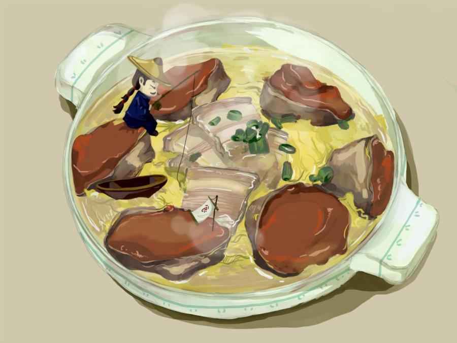 This drawing depicts a famous dish in Northeast China called \