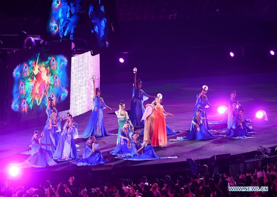 <?php echo strip_tags(addslashes(Photo taken on Sept. 2, 2018 shows the Hangzhou 2022 presentation during the closing ceremony of the 18th Asian Games at the Gelora Bung Karno (GBK) Main Stadium in Jakarta, Indonesia.(Xinhua/Pan Yulong))) ?>