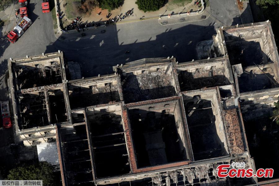 An aerial view of the National Museum of Brazil after a fire burnt it in Rio de Janeiro, Brazil September 3, 2018.(Photo/Agencies)