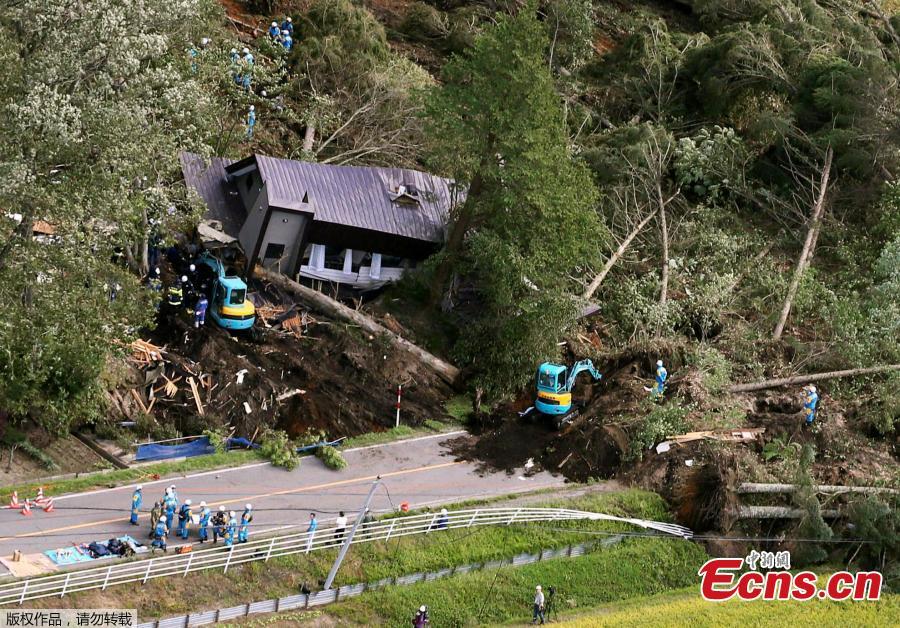 <?php echo strip_tags(addslashes(Police officers and rescue workers search for survivors from a building damaged by a landslide caused by a powerful earthquake in Atsuma town in Japan's northern island of Hokkaido, Japan, in this photo taken by Kyodo September 6, 2018.)) ?>