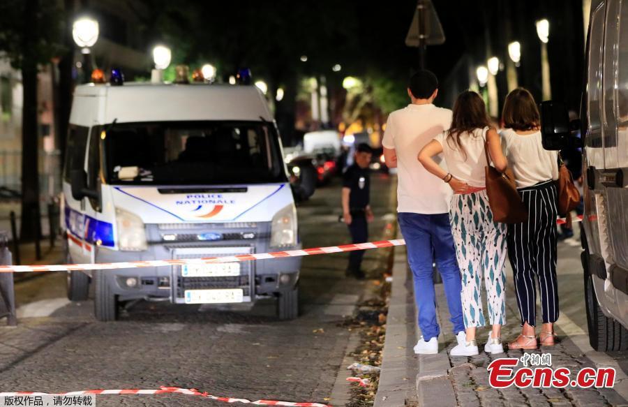 Police secures the area after seven people were wounded in knife attack downtown Paris, France, Sept. 10, 2018. Seven people including two British tourists were wounded Sunday in Paris after they were attacked by a man armed with a knife and an iron bar, according to police and other sources. (Photo/Agencies)