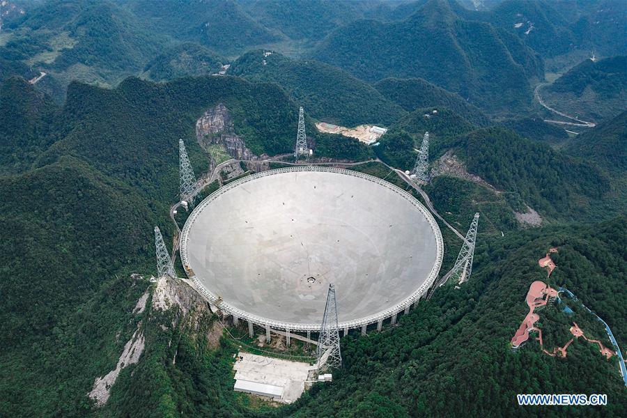 <?php echo strip_tags(addslashes(Photo taken on Sept. 11, 2018 shows China's Five-hundred-meter Aperture Spherical Radio Telescope (FAST) in southwest China's Guizhou Province. FAST has discovered 44 new pulsars so far. (Xinhua/Liu Xu))) ?>