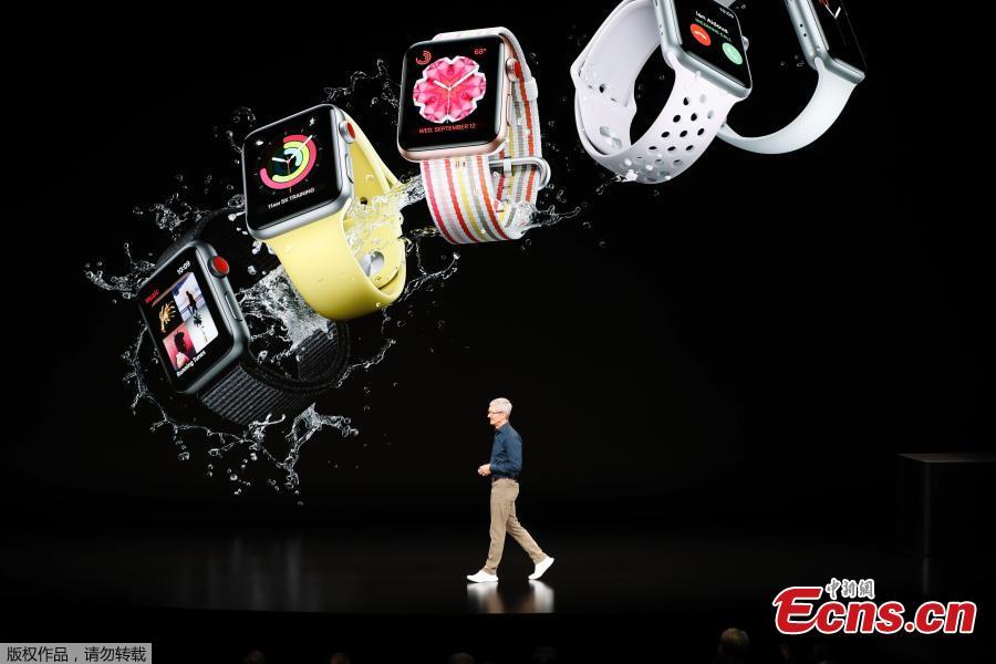Tim Cook, CEO of Apple, introduces the new Apple watch at an Apple Inc product launch event at the Steve Jobs Theater in Cupertino, California, U.S., September 12, 2018.