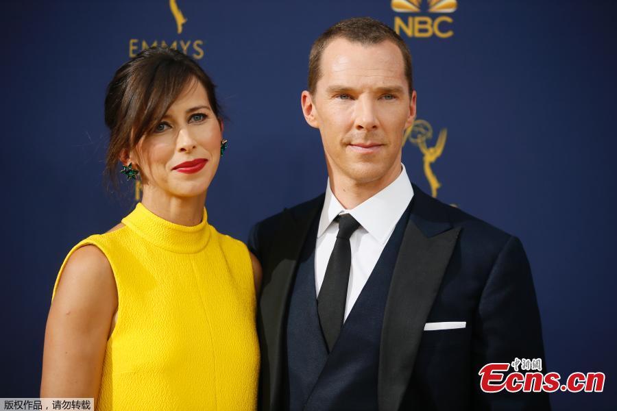 Benedict Cumberbatch and wife Sophie Hunter arrive at the 70th Primetime Emmy Awards, Sept. 17, 2018, at the Microsoft Theater in Los Angeles. (Photo/Agencies)