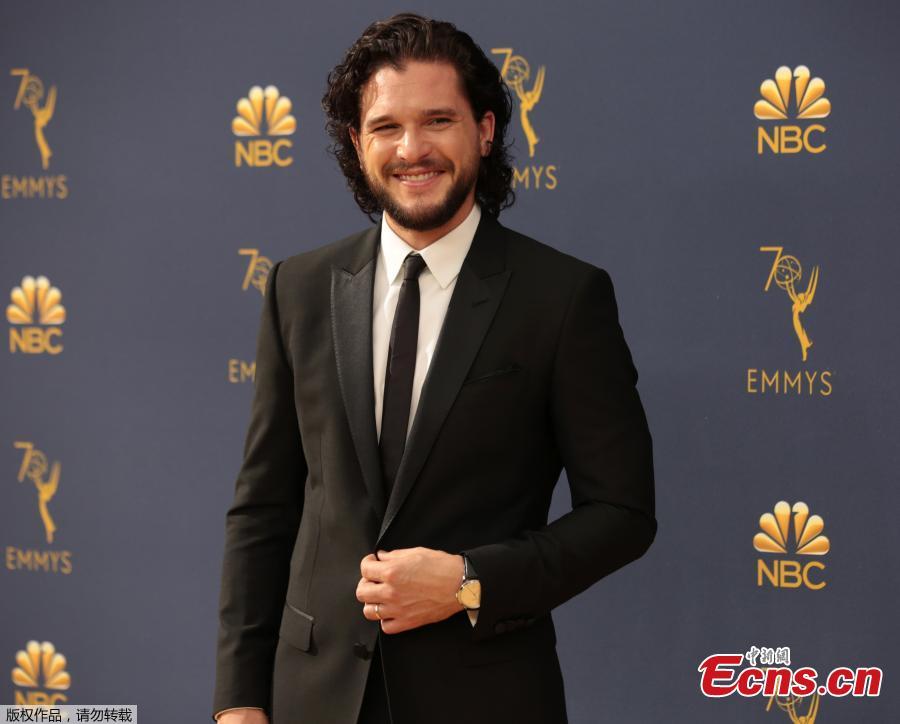 Kit Harrington arrives at the 70th Primetime Emmy Awards, Sept. 17, 2018, at the Microsoft Theater in Los Angeles. (Photo/Agencies)