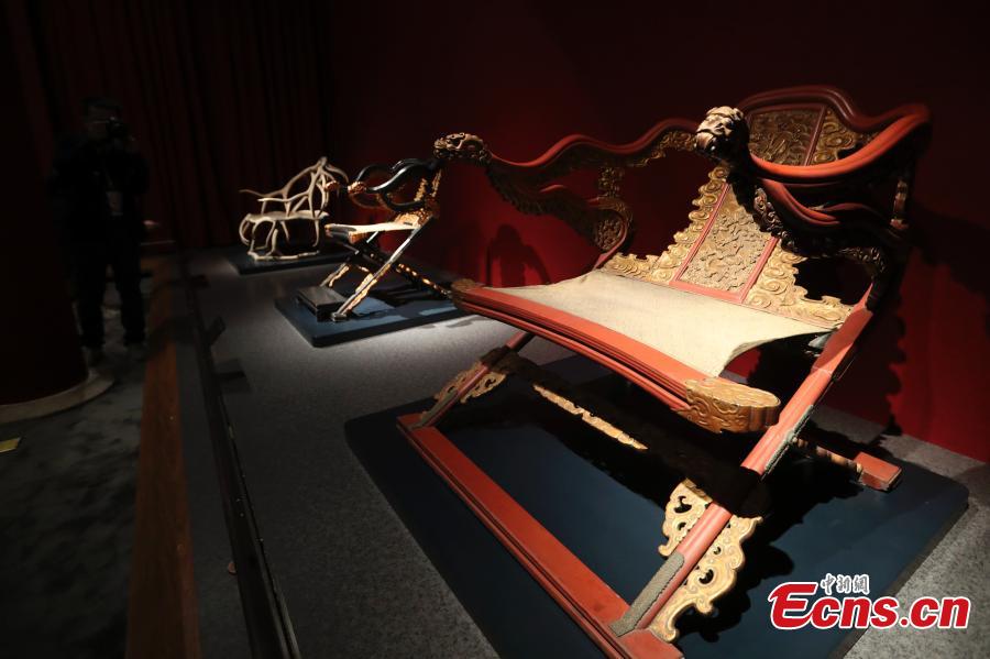 The Palace Museum in Beijing puts more than 300 pieces of furniture from the Qing Dynasty (1644-1911) on display, Sept. 19, 2018. With more areas to be opened in the future, the furniture-themed exhibition at Nandaku, or \