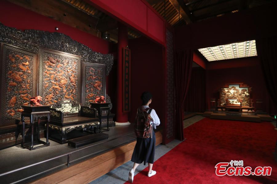 The Palace Museum in Beijing puts more than 300 pieces of furniture from the Qing Dynasty (1644-1911) on display, Sept. 19, 2018. With more areas to be opened in the future, the furniture-themed exhibition at Nandaku, or \