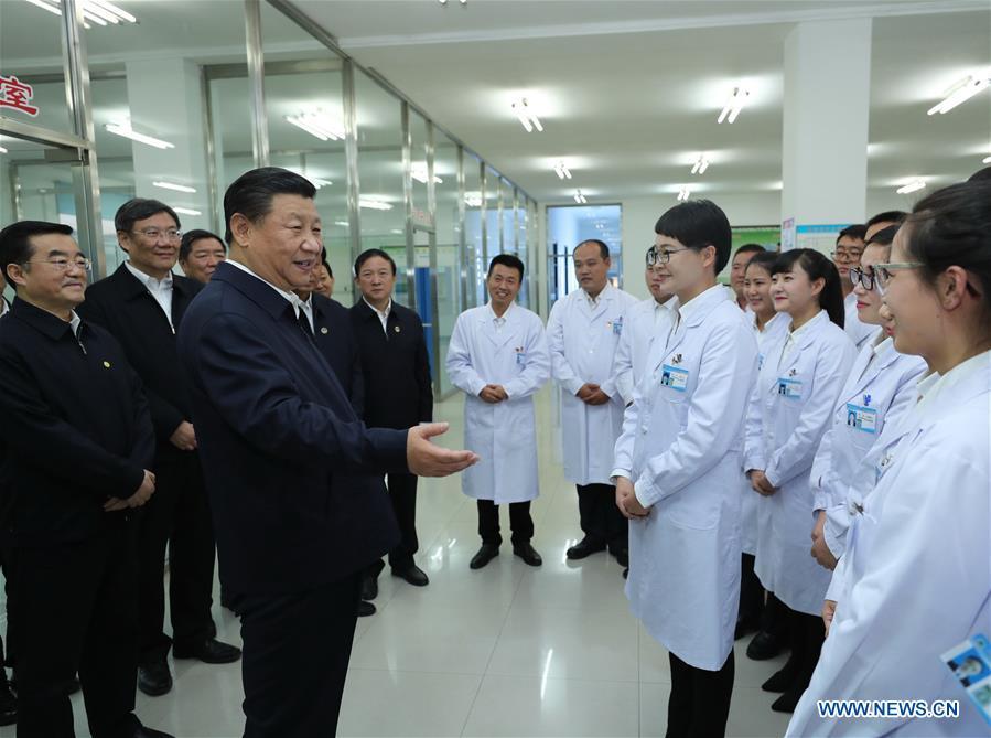 <?php echo strip_tags(addslashes(Chinese President Xi Jinping, also general secretary of the Communist Party of China (CPC) Central Committee and chairman of the Central Military Commission, talks with researchers at Beidahuang Jiansanjiang national agricultural science and technology park, northeast China's Heilongjiang Province, Sept. 25, 2018. Xi started an inspection tour in Heilongjiang on Tuesday. (Xinhua/Ju Peng))) ?>