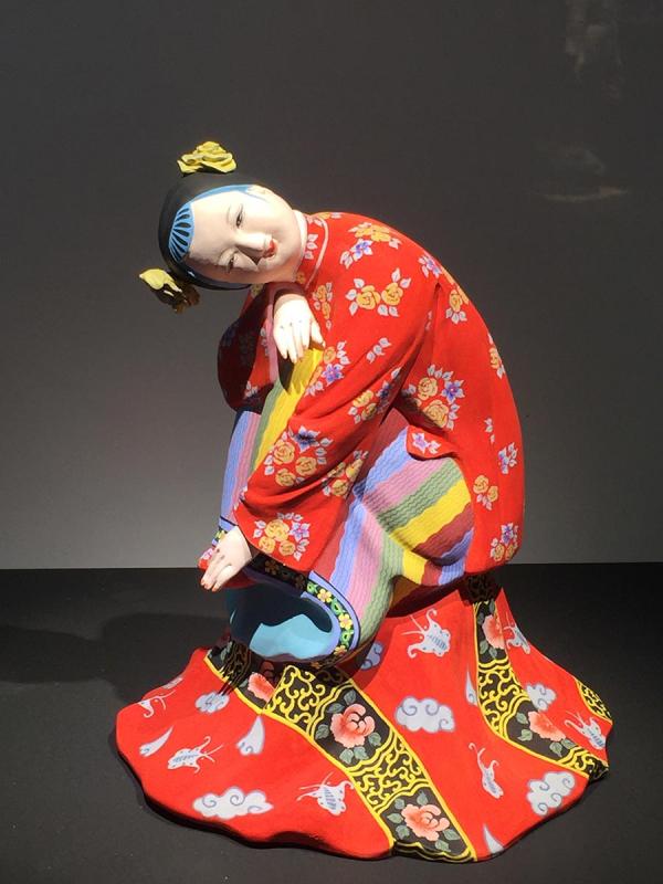 A colored sculpture is shown at the exhibition. (Photo/China Daily)