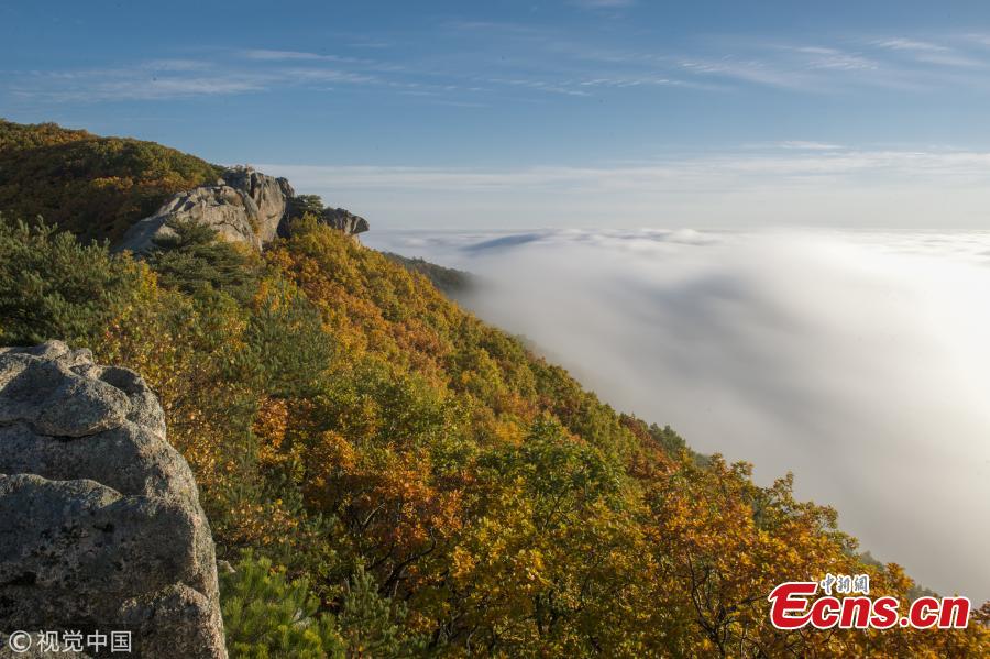 Photo taken on Sept. 29, 2018 shows the amazing natural landscape on Mifeng Mountain, or ‘bees mountain,’ north shore of the Xingkai Lake on the border between China and Russia, in Jixi City, Northeast China’s Heilongjiang Province. It’s the best time to visit the mountain, a national geopark with splendid autumn colors. (Photo/VCG)