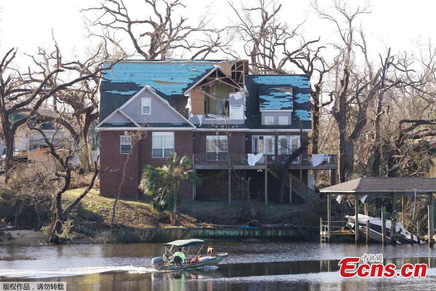 <?php echo strip_tags(addslashes(A person sails a boat past a house damaged by Hurricane Michael in Panama City, Florida, U.S., October 13, 2018. Dozens of people remained missing on Sunday in Florida Panhandle communities reduced to ruins by Hurricane Michael as rescuers said they expected the death toll to rise and survivors grappled with power outages and shortages of food and water. (Photo/Agencies))) ?>