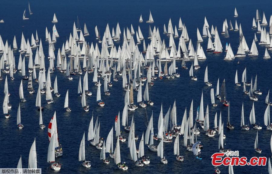 Sailboats gather during the Barcolana regatta in front of the Trieste harbour, Italy, Oct. 14, 2018. The annual Barcolana regatta, one of the largest sailing races in the world, takes place on the second Sunday in October and began in 1969. (Photo/Agencies)