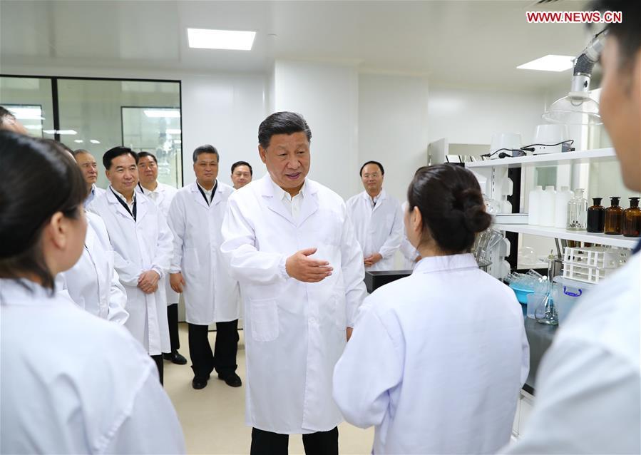 <?php echo strip_tags(addslashes(Chinese President Xi Jinping, also general secretary of the Communist Party of China Central Committee and chairman of the Central Military Commission, visits the Traditional Chinese Medicine Science and Technology Industrial Park of Co-operation between Guangdong and Macao in Zhuhai, south China's Guangdong Province, Oct. 22, 2018. Xi made an inspection tour in Zhuhai on Monday. (Xinhua/Xie Huanchi))) ?>