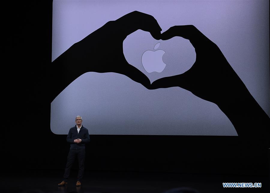Apple CEO Tim Cook speaks during an Apple launch event in Brooklyn, New York, the United States, on Oct. 30, 2018. (Xinhua)