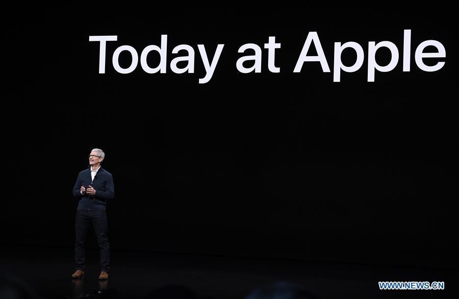 <?php echo strip_tags(addslashes(Apple CEO Tim Cook speaks on stage during an event to unveil new Apple products in Brooklyn, New York, the United States, on Oct. 30, 2018. Apple Inc. on Tuesday launched its new iPad Pro, MacBook Air and Mac mini at an event in Brooklyn, New York City, offering long-awaited updates to some of its popular devices. (Xinhua))) ?>