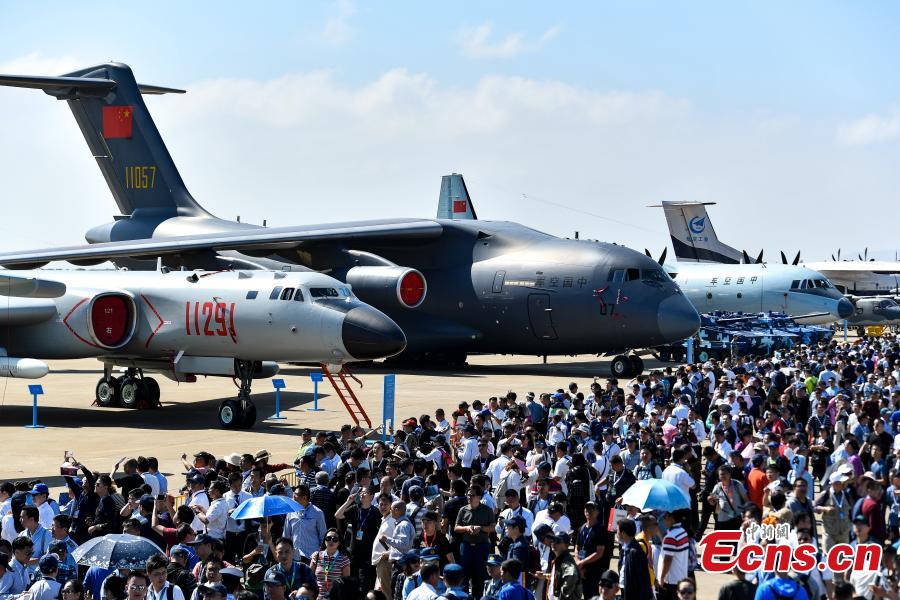 The 12th Airshow China, one of the world\'s top air shows, opens in port city of Zhuhai, Guangdong Province on November 6, 2018.  (Photo: China News Service/Chen Jimin)