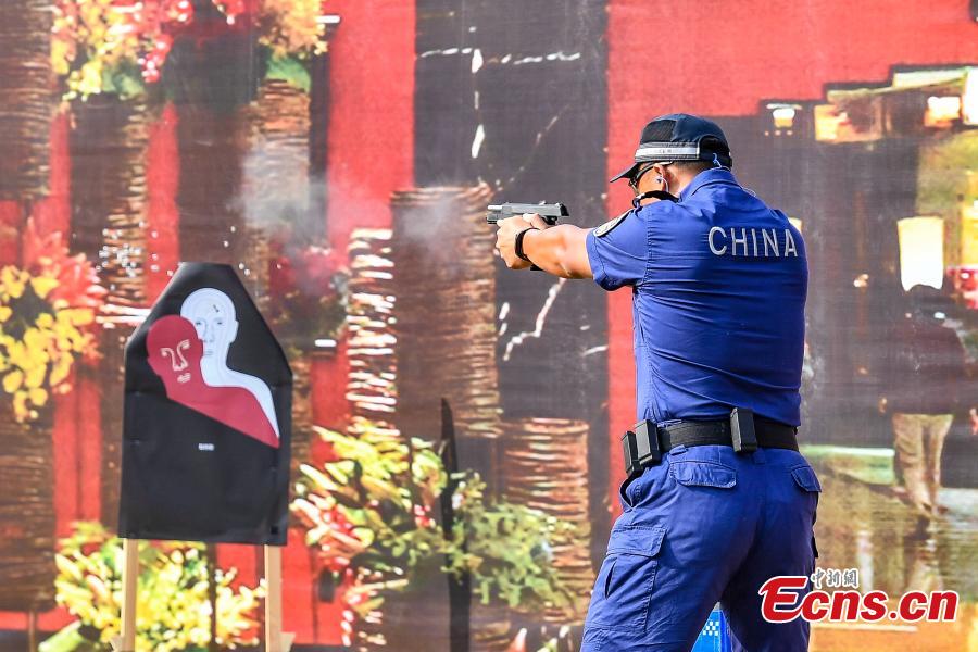 <?php echo strip_tags(addslashes(The second USIP World Police Service Pistol Shooting Championship takes place at the Guangdong provincial police training center in Foshan, Guangdong province on November 14, 2018. A total of 256 police from nearly 70 countries and regions across the world registered for the contest. (Photo: China News Service/ Chen Jimin))) ?>