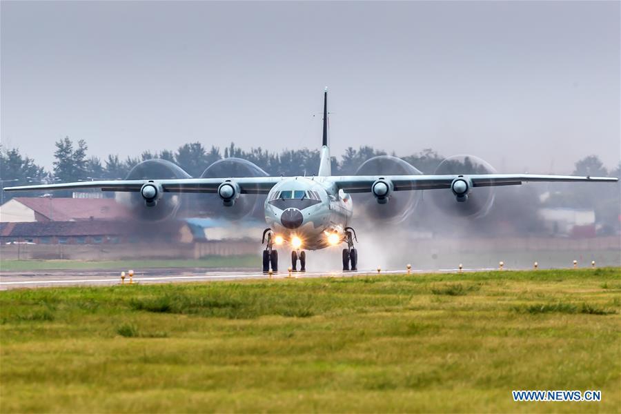 <?php echo strip_tags(addslashes(A PLA airforce Y-9 transport aircraft is seen during a training module in preparation for the International Army Games on July 9, 2018. The Chinese Air Force announced a roadmap for building a stronger modern air force in three steps. The building of a stronger modern air force is in line with the overall goal of building national defense and the armed forces, Lieutenant General Xu Anxiang, deputy commander of Chinese Air Force, said at a press conference on celebrating the 69th anniversary of the establishment of Chinese Air Force held in Zhuhai, south China's Guangdong Province, Nov. 11, 2018. (Xinhua/Yang Pan))) ?>