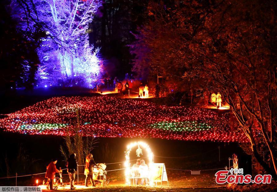 <?php echo strip_tags(addslashes(Visitors walk along illuminated objects during the Christmas Garden event at a botanic garden in Berlin, Germany, November 15, 2018.    (Photo/Agencies))) ?>