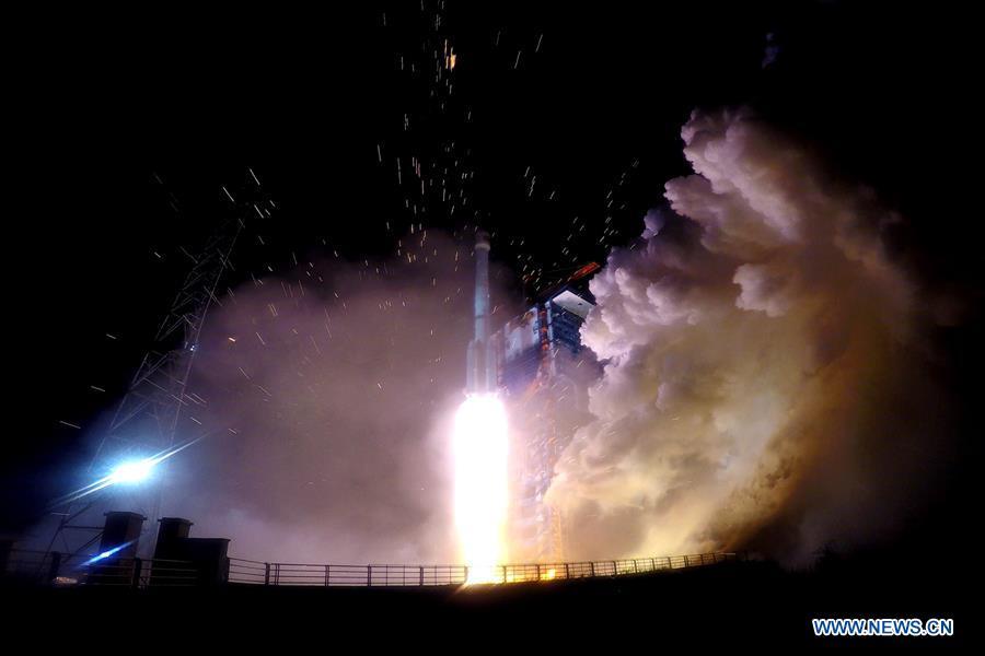 China sends two new satellites of the BeiDou Navigation Satellite System (BDS) into space on a Long March-3B carrier rocket from the Xichang Satellite Launch Center in southwest China\'s Sichuan Province, at 2:07 a.m. on Nov. 19, 2018. (Xinhua/Ju Zhenhua)