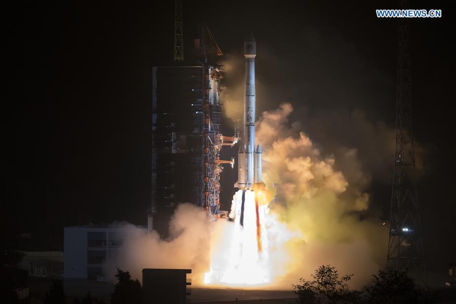China sends two new satellites of the BeiDou Navigation Satellite System (BDS) into space on a Long March-3B carrier rocket from the Xichang Satellite Launch Center in Sichuan Province at 2:07 a.m. on Nov. 19, 2018. (Xinhua/Ju Zhenhua)