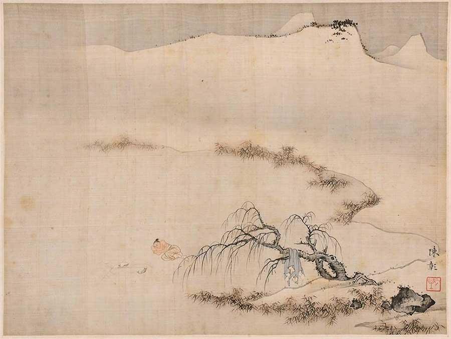 A painting from Chen Shaomei\'s 24 paintings on silk. (Photo provided to China Daily)