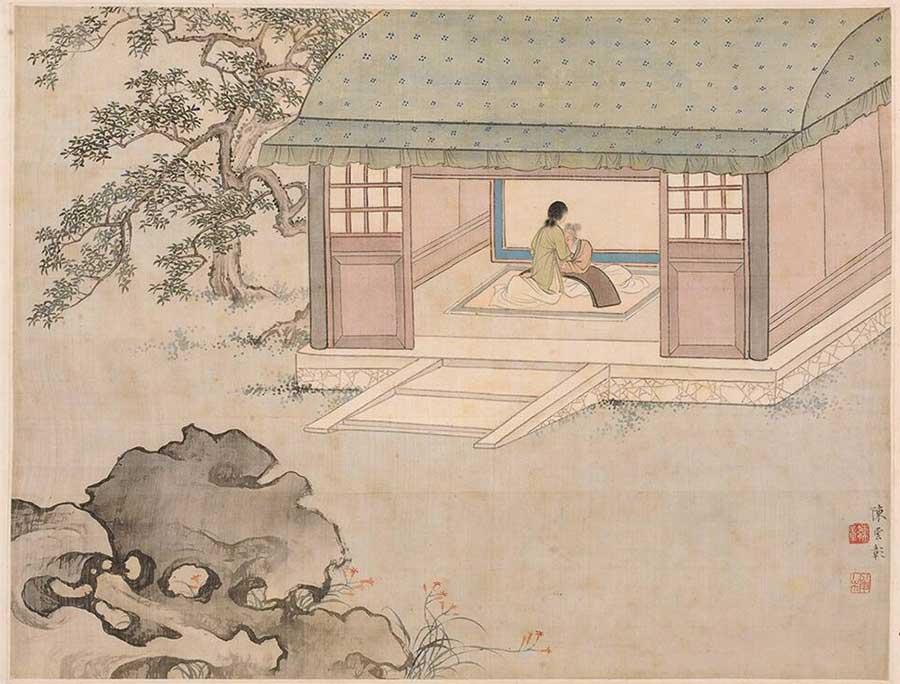 A painting from Chen Shaomei\'s 24 paintings on silk. (Photo provided to China Daily)