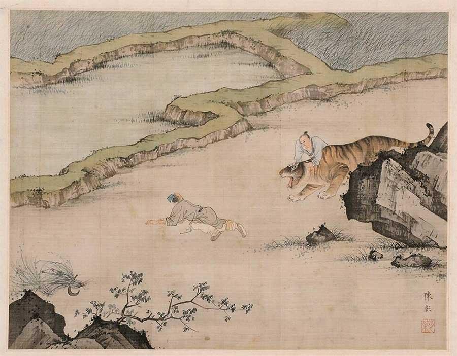 A painting from Chen Shaomei\'s 24 paintings on silk. (Photo provided to China Daily)