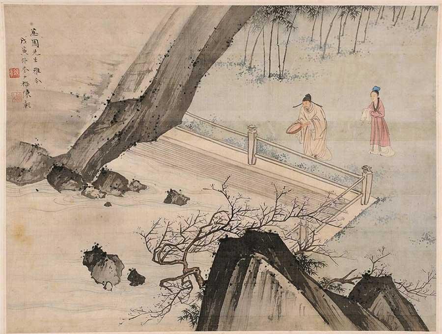 A painting from Chen Shaomei\'s 24 paintings on silk. (Photo provided to China Daily)