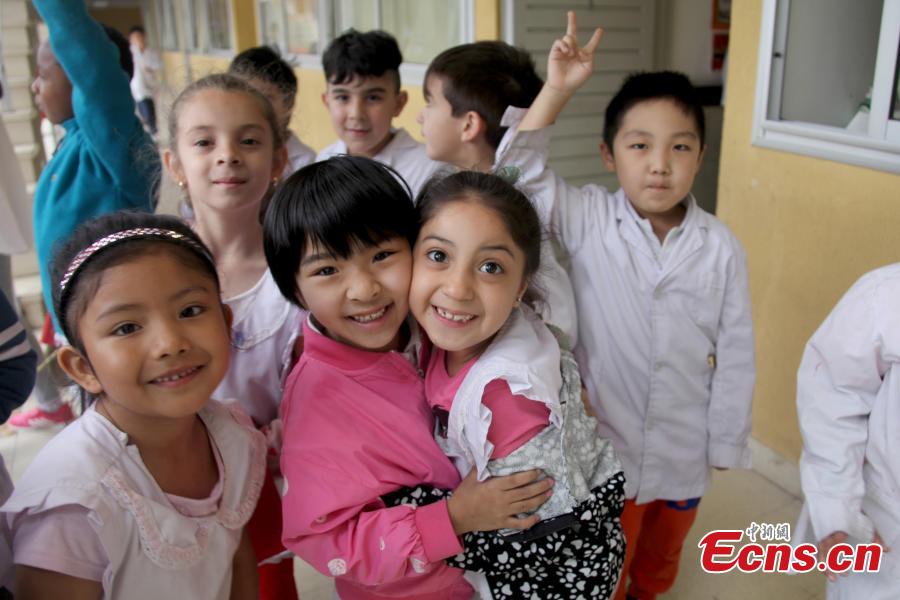 <?php echo strip_tags(addslashes(Children play at Argentina’s only Chinese-Spanish bilingual public school in the country’s capital Buenos Aires in November, 2018. With half of its students being Chinese, the institute features a kindergarten and a primary school. Every class of the school is allocated with a Spanish teacher and a Mandarin teacher. (Photo: China News Service/ Yu Ruidong))) ?>