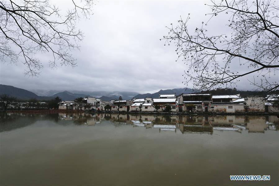 <?php echo strip_tags(addslashes(Photo taken on Dec. 9, 2018 shows the snow scenery of Hongcun Village in Yixian County, east China's Anhui Province. The cold wave brought snowfall to the village in recent days. (Xinhua/Shi Yalei))) ?>