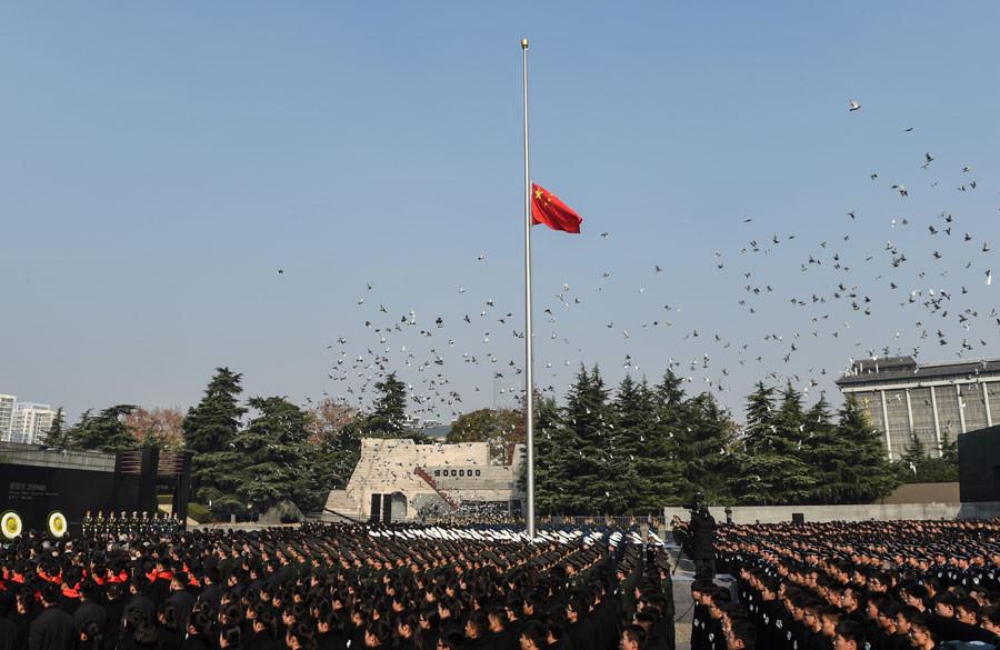 The State ceremony for the National Memorial Day for Nanjing Massacre Victims is held at the memorial hall for the massacre victims in Nanjing, Jiangsu province, Dec 13, 2018. [Photo/Xinhua]