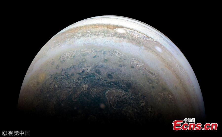 <?php echo strip_tags(addslashes(NASA's Juno spacecraft captures Jupiter's southern hemisphere, as the spacecraft performed its 13th close flyby of Jupiter on May 23, 2018. (Photo/Agencies))) ?>