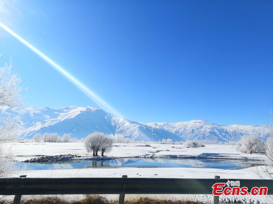 <?php echo strip_tags(addslashes(The rime scenery along the Yarlung Zangbo River after the first big snow this winter hit Southwest China's Tibet Autonomous Region. (Photo: China News Service/Zhao Lang))) ?>