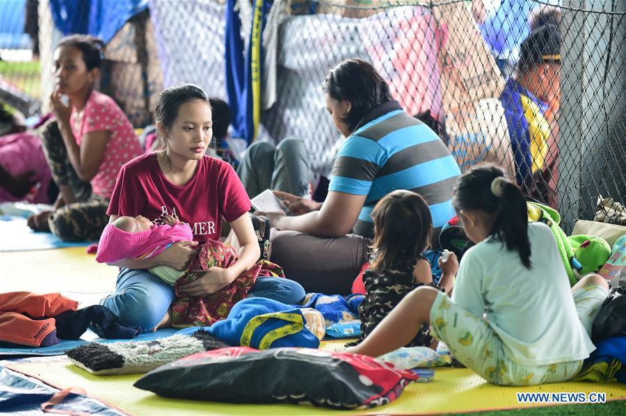 Tsunami survivors rest at a temporary shelter in Labuan of Pandeglang in Banten Province, Indonesia, Dec. 25, 2018. Casualty from the tsunami triggered by a volcanic eruption in Sunda Strait in Indonesia climbed to 429 people, and 16,802 others were displaced. (Xinhua/Du Yu)