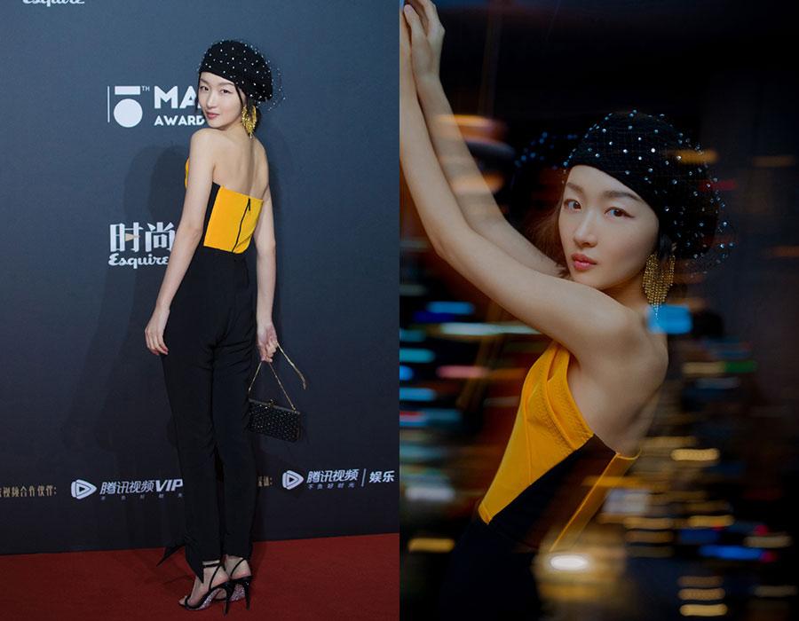 Actress Zhou Dongyu at the red carpet for the 15th Esquire Men At His Best (MAHB) Award 2018 in Beijing, China, Dec 4, 2018. [Photo provided to chinadaily.com.cn]