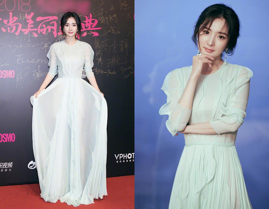 Actress Yang Mi on the red carpet for the 2018 Cosmo Beauty Awards Ceremony in Shanghai, China, Nov 28, 2018. [Photo provided to chinadaily.com.cn]