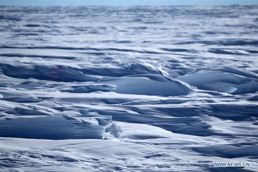 Photo take on Dec. 31, 2018 shows ice knolls in Antarctica. China\'s 35th Antarctic expedition team, expected to arrive at Kunlun Station in five days at about 4,000 meters above the sea level near Dome A, entered into the Antarctic Plateau on Monday. (Xinhua/Liu Shiping)