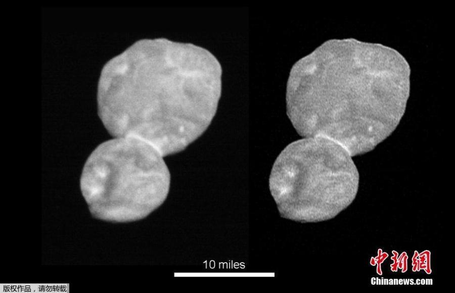 This image made available by NASA on Wednesday, Jan. 2, 2019 shows the size and shape of the object Ultima Thule, about 1 billion miles beyond Pluto. The New Horizons spacecraft encountered it on Tuesday, Jan. 1, 2019. (Photo/Agencies)