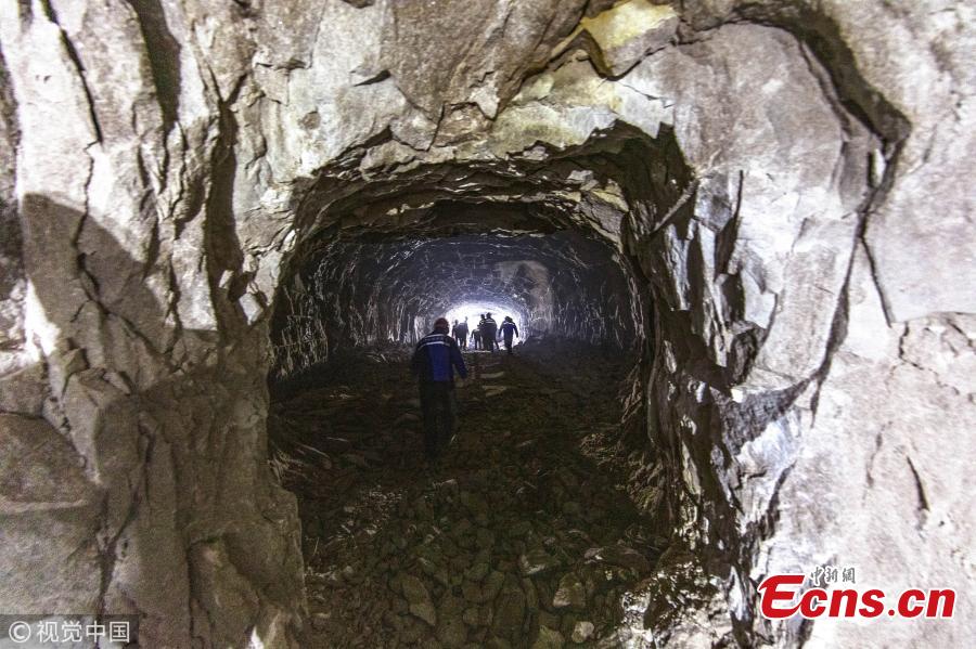 A view of the newly-constructed underground utility tunnel that will service the Beijing 2022 Winter Olympics venue in Yanqing District, Beijing, Jan. 7, 2019. The corridor, which passes through a mountain, including electricity, water supply pipes, and TV and communications cables. (Photo/VCG)