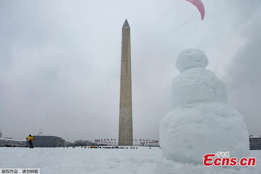 The Capitol Hill is seen in snow in Washington D.C., the United States, on Jan. 13, 2019.  (Photo/Agencies)