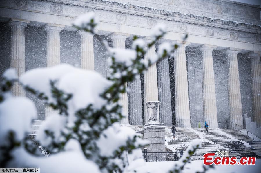 The Capitol Hill is seen in snow in Washington D.C., the United States, on Jan. 13, 2019. (Photo/Agencies)