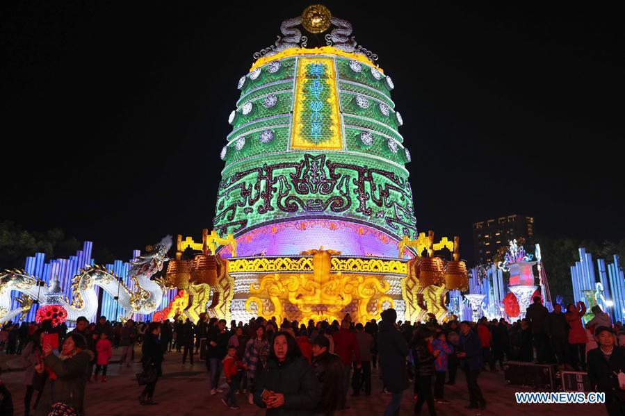 People view lanterns during a lantern festival in Zigong, southwest China\'s Sichuan Province, Jan. 21, 2019. (Xinhua/Jiang Hongjing)