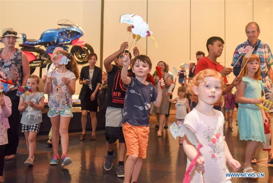 Children parade to show their decorated Chinese dragons in Te Papa, the national museum of New Zealand in Wellington, New Zealand, Jan. 23, 2019. A family event, with a theme on \