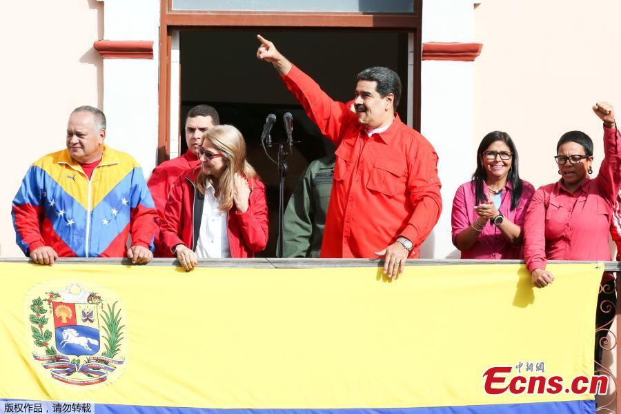Venezuela\'s President Nicolas Maduro attends a rally in support of his government and to commemorate the 61st anniversary of the end of the dictatorship of Marcos Perez Jimenez in Caracas, Venezuela January 23, 2019. [Photo/Agencies]