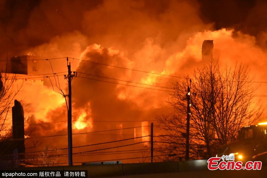 A massive fire destroys Marcal Paper Factory in Elmwood Park, New Jersey on January 30, 2019. (Photo/Sipaphoto.com)