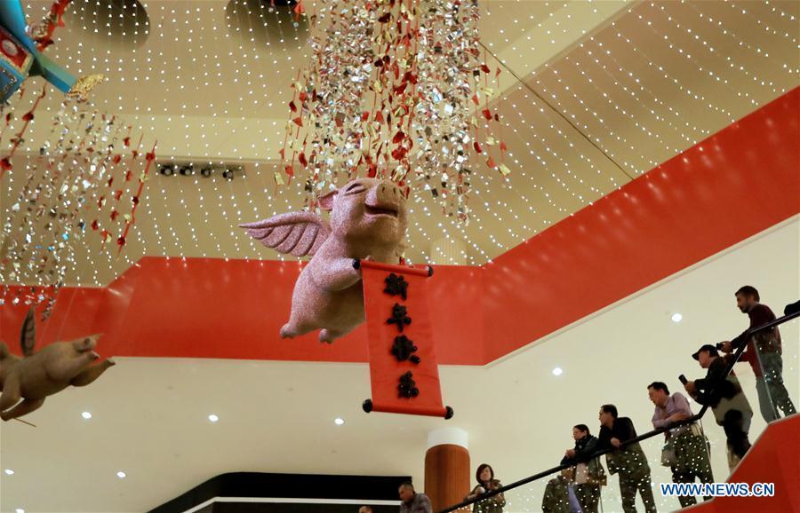 People attend a Chinese Lunar New Year celebration at South Coast Plaza in Costa Mesa, California, the United States, on Jan. 31, 2019. South Coast Plaza held a variety of activities such as dragon dance, lion dance, singing and dancing shows to celebrate the upcoming Chinese Lunar New Year. (Xinhua/Li Ying)