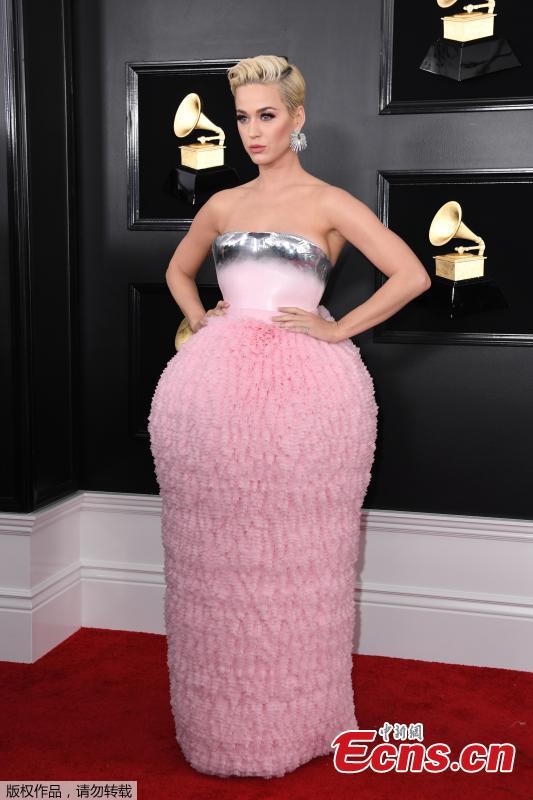 Katy Perry arrives for the 61st Grammy Awards in Los Angeles, California, U.S., Feb. 10, 2019. (Photo/Agencies)