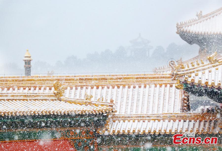 The photo shows the snowy scenery at the Palace Museum in Beijing, capital of China, Feb. 14, 2019. (Photo: China News Service/Zhai Lu)